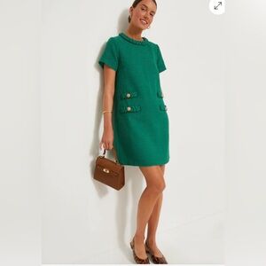 Tuckernuck emerald Green Short Sleeve tweed Dress